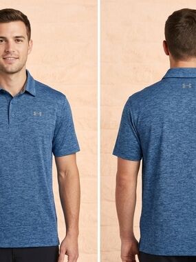 Under Armour Men's Blue Heather Performance Polo